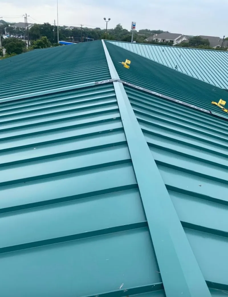 Green commercial metal roof ridge and valley for Metal Roof Repair in Collingdale